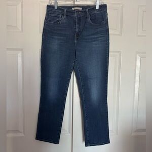 Signature by Levi Strauss Deep Blue High Rise Straight Crop Jeans